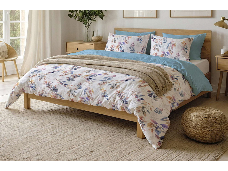 Bavlněné povlečení Květinový dotek nebesky modré - duo