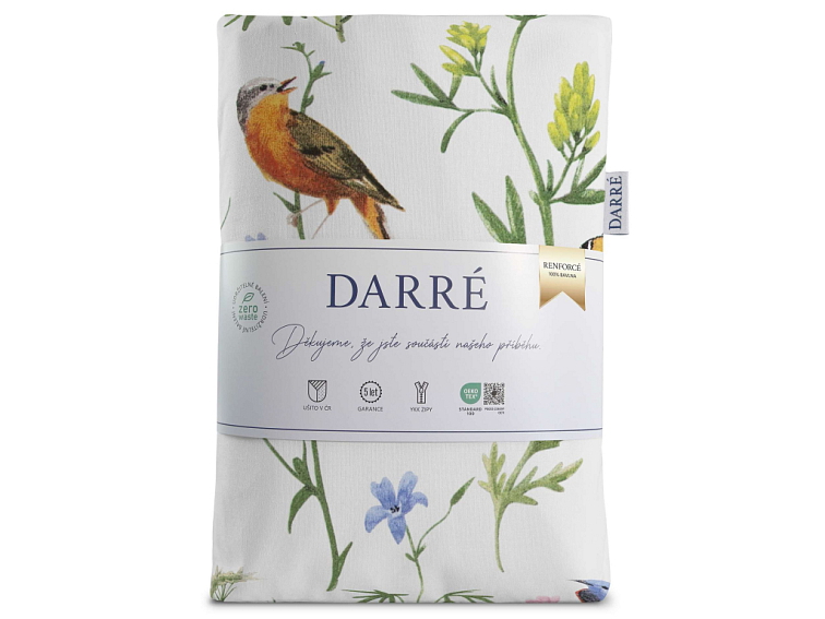 Bavlnené posteľné prádlo Lúka s vtáčikmi - nové