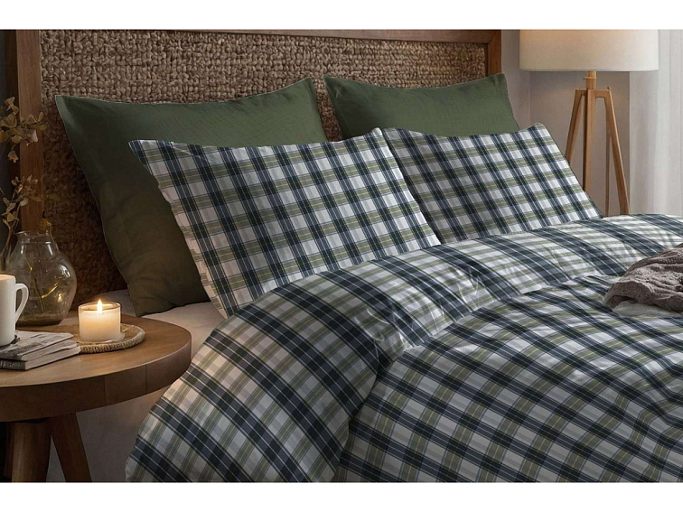 Bavlněné povlečení Kostka - modrozelené