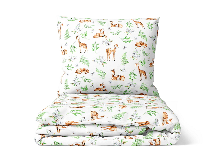 Bavlněné povlečení Srnka na pasece - světle šedé