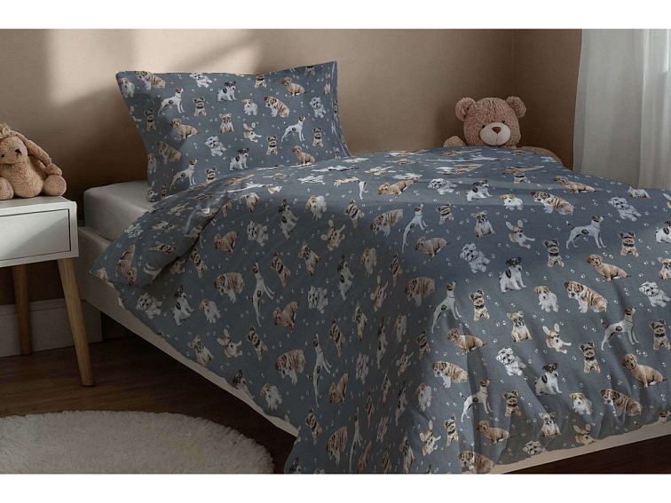 Bavlněné povlečení Roztomilí pejsci šedé