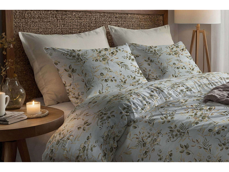 Krepová posteľná bielizeň Eukalyptová harmónia