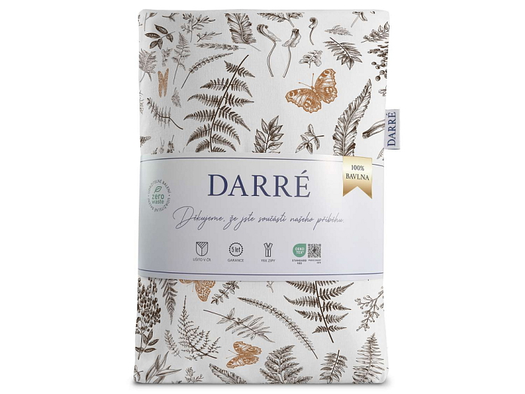 Bavlněné povlečení V kapradinách - bílohnědá