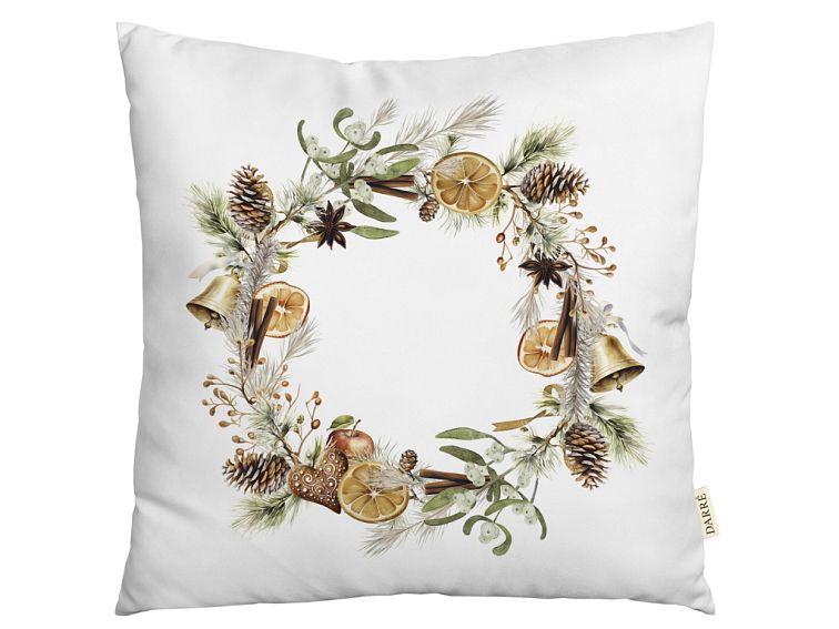Dekorační povlak na polštářek Voňavé Vánoce - věnec