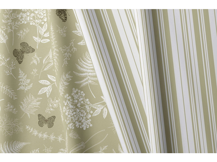 Bavlněné povlečení V kapradinách s pruhem - hnědobílé