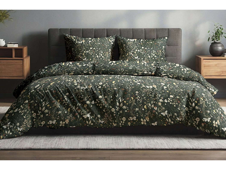 Bavlněné povlečení Květinová něžnost - tmavé