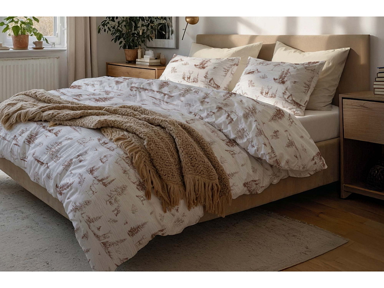 Krepové povlečení Divoká příroda - hnědé