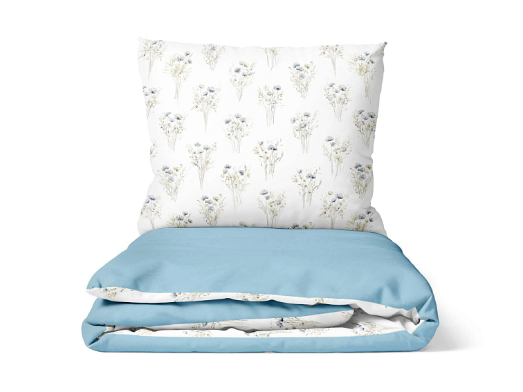 Bavlněné povlečení Něžné kvítí nebesky modré - duo
