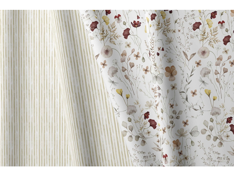 Bavlnené posteľné prádlo Kvetinová nežnosť s pruhmi - duo