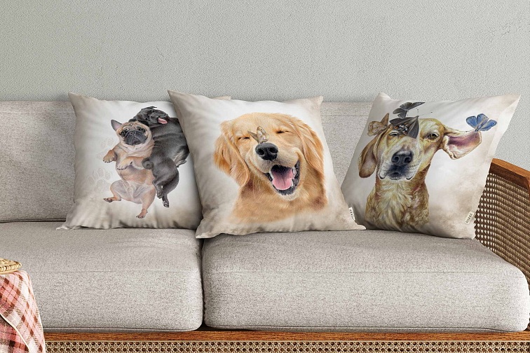 Dekorační povlak na polštářek Labrador s motýlky