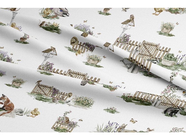 Bavlnené povlečenie do postieľky Zvieratká na záhrade