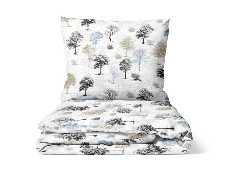 Krepové povlečení Stíny stromů - zemité