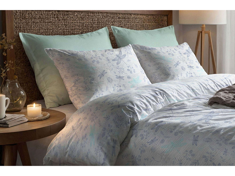 Krepové povlečenie Vážky - tyrkysová