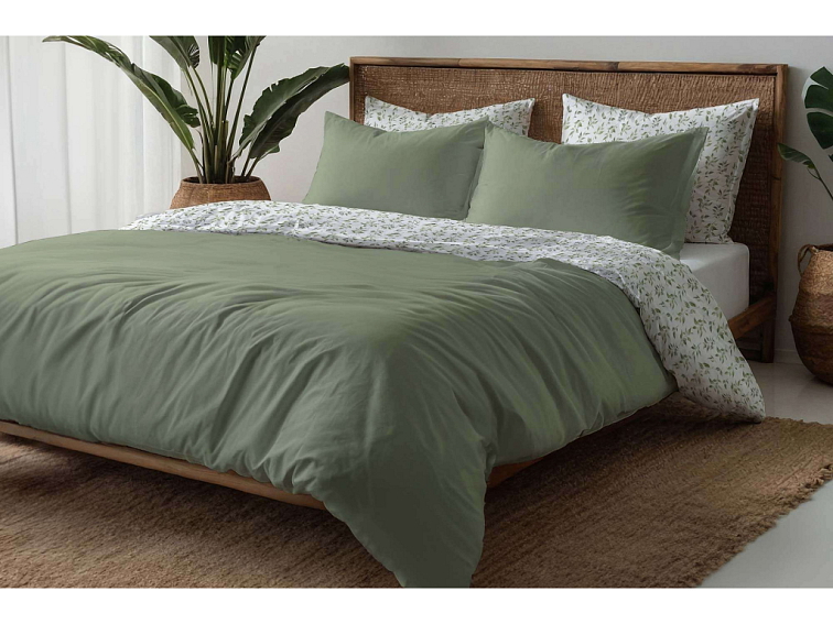 Bavlnené obliečky Ozveny listov lesnej zelenej - duo