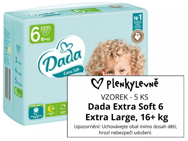 Vzorek plen - Dada Extra Soft 6 Extra Large, 16+ kg, 5 ks