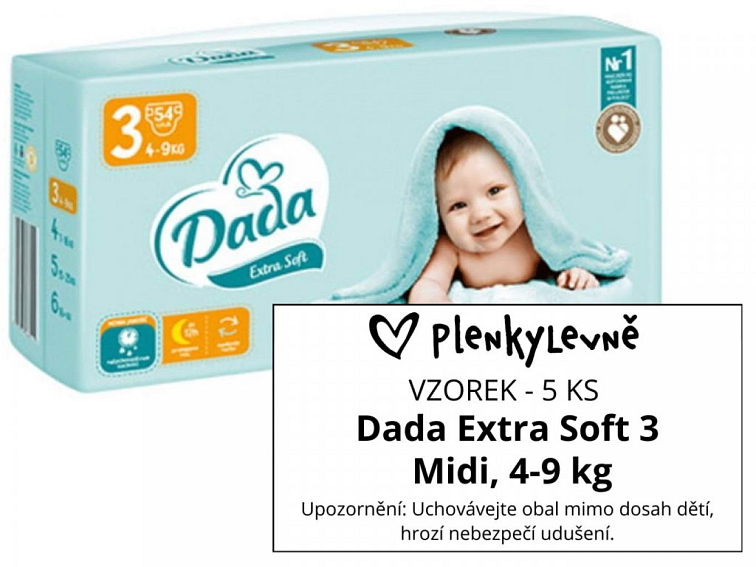 Vzorek plen - Dada Extra Soft 3 Midi, 4-9 kg, 5 ks