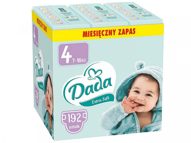 Měsíční balení plen - Dada Extra Soft 4 Maxi, 7-16 kg, 192 ks