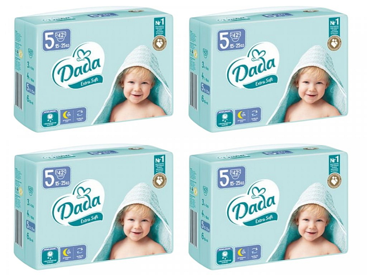 Měsíční balení plen - Dada Extra Soft 5 Junior, 15-25 kg, 168 ks