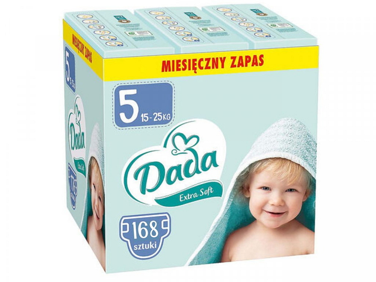 Měsíční balení plen - Dada Extra Soft 5 Junior, 15-25 kg, 168 ks