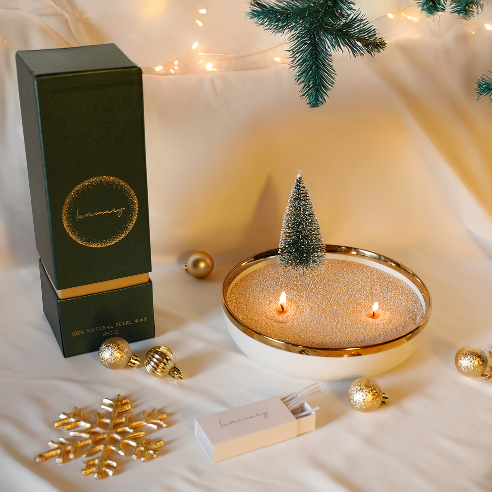 Luminary Light Gold – Zlatá perličková svíčka s dotekem luxusu