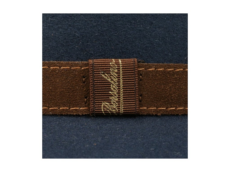 Unisex modrý klobouk Borsalino s hnědým koženým páskem