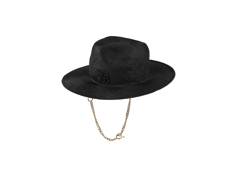 Letní slaměný fedora klobouk Ruslan Baginskiy - Chain Strap Straw Fedora Hat