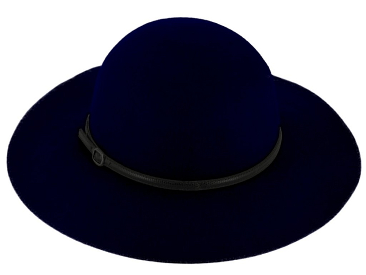 Dámský modrý klobouk vlněný od Fiebig s širší krempou - Big Brim