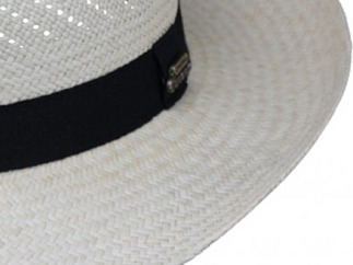 Letní slaměný klobouk Fedora - ručně pletený - s černou stuhou - Ekvádorská panama 1398414