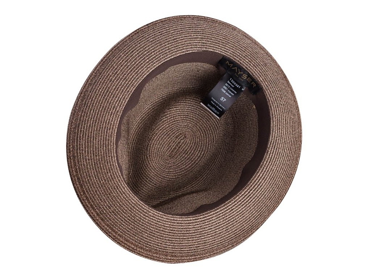Slaměný hnědý crushable (nemačkavý) letní klobouk s béžovou stuhou Fedora - Mayser Samuel
