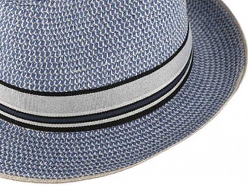 Letní modrý fedora klobouk od Fiebig - Traveller Melange