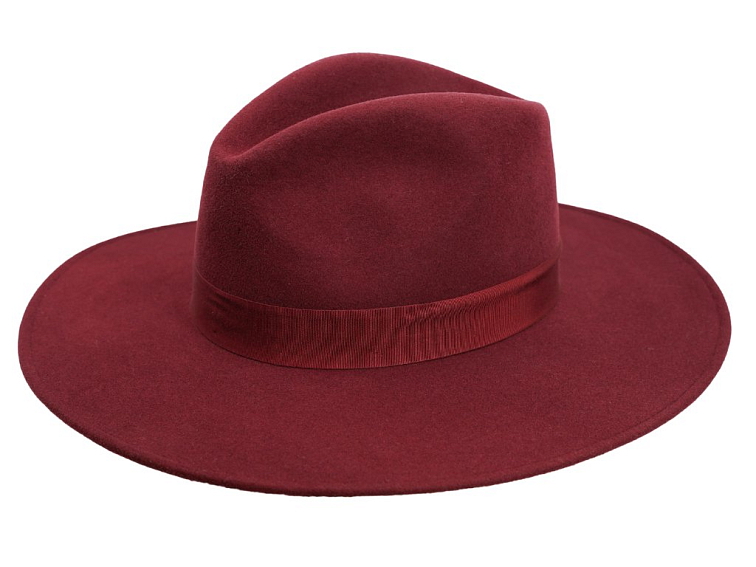 Dámský bordo klobouk s bordo stuhou - široká krempa