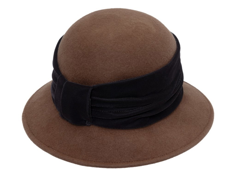 Dámský hnědý plstěný klobouček Cloche - Fiebig