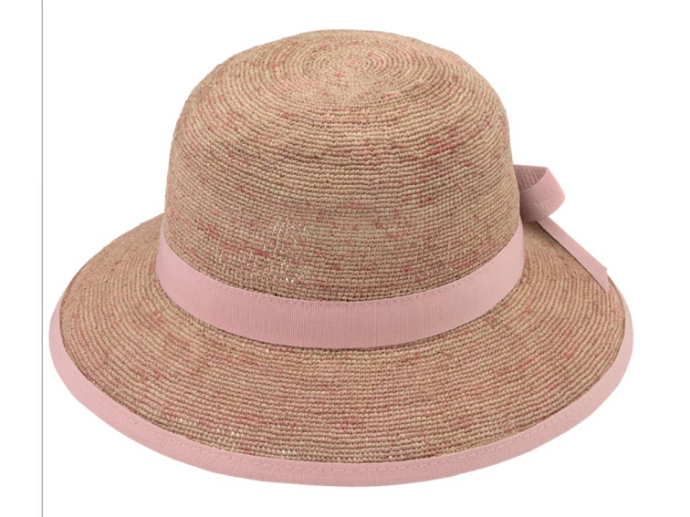 Dámský letní nemačkavý slaměný klobouk Cloche - Crochet Cloche Rose Melanž