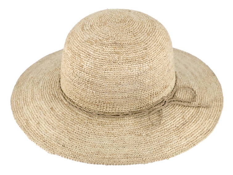 Dámský letní nemačkavý slaměný (raffie) klobouk Cloche - Crochet Cloche