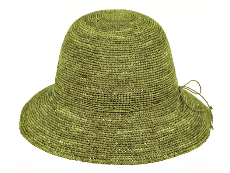 Dámský letní nemačkavý slaměný klobouk Cloche - Crochet Cloche Khaki