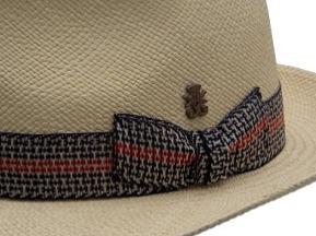 Luxusní panamský klobouk Fedora Bogart s marine stuhou - ručně pletený, UV faktor 80 - Pablito