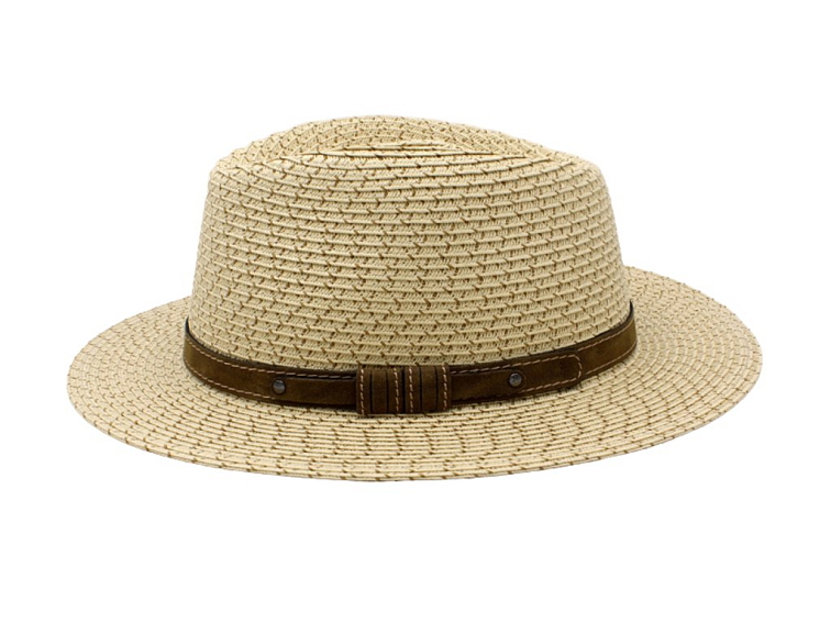 Nemačkavý béžový letní klobouk – celulóza s koženým páskem | Carlsbad Hat