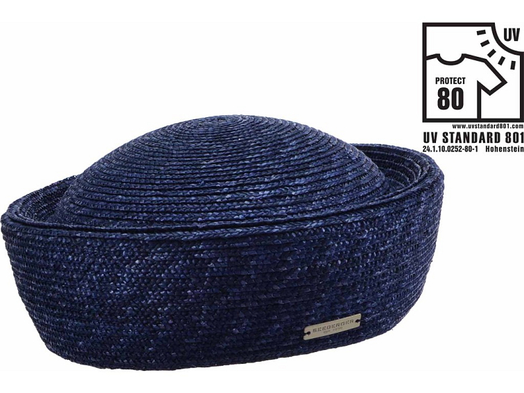 Dámský slaměný klobouček Seeberger – modrá lodička - UV FAKTOR 80