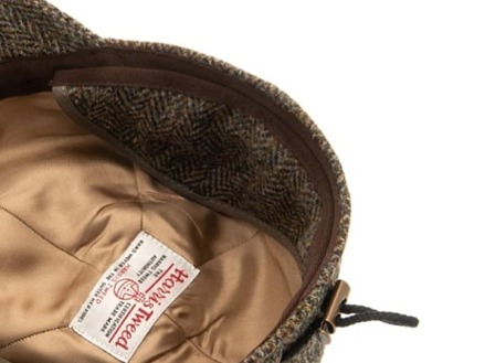 Zimní vlněná kšiltovka (ušní klapky) - Harris Tweed Green James