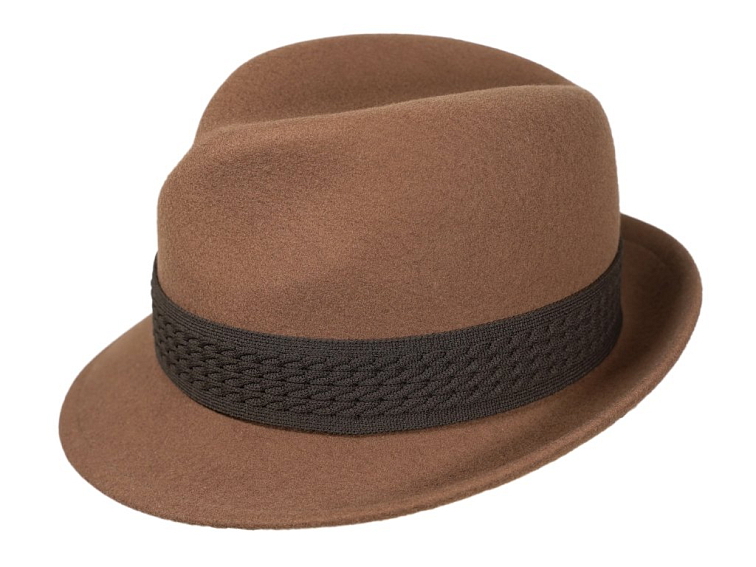 Dámský trilby béžový zimní klobouk Petra s hnědou stuhou - Mayser