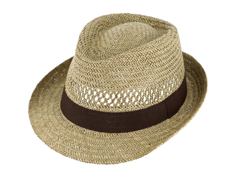 Slaměný trilby klobouk s hnědou stuhou - Fiebig