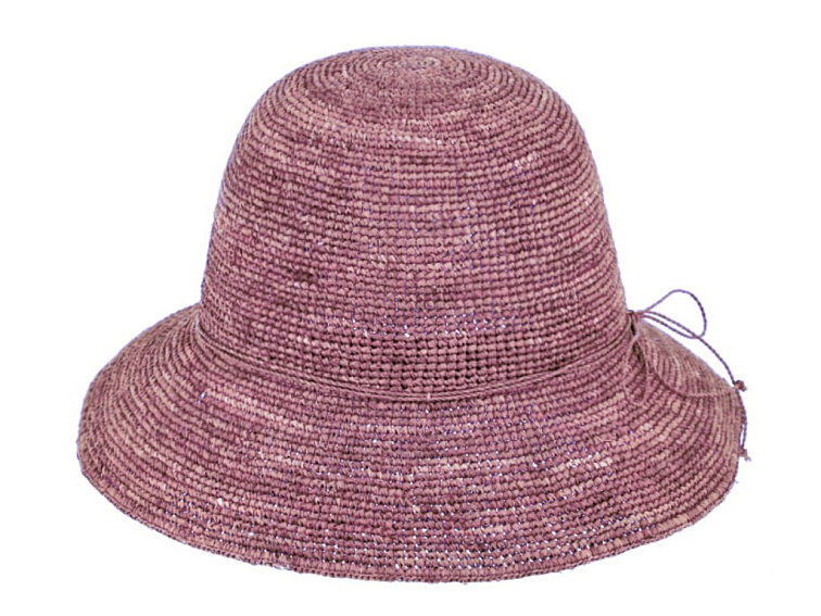 Dámský letní nemačkavý slaměný klobouk Cloche - Crochet Cloche Mauve