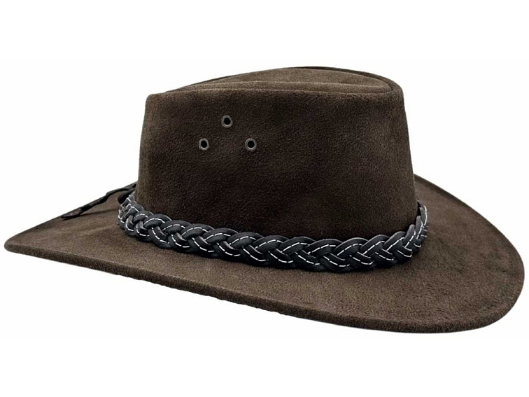 Hnědý kožený semišový klobouk - Wallaroo