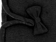 Dámské černé pletené rukavice s koženou mašličkou - Fiebig