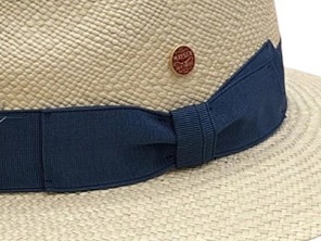 Luxusní panamský klobouk Fedora s modrou stuhou - ručně pletený, UV faktor 80 - Ekvádorská panama - Mayser Mathis