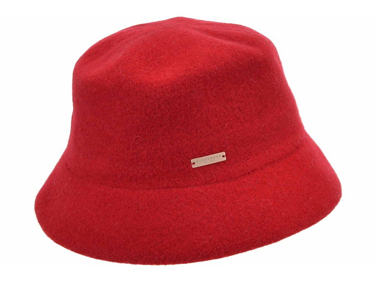 Bucket hat - zimní červený vlněný klobouček - Seeberger