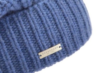 Kašmírová objemná modrá čepice od Seeberger - Big Beanie Cashmere
