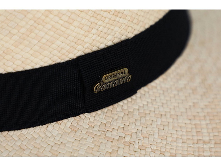 Letní béžový (natur) panamský klobouk Fedora - ručně pletený