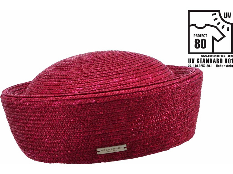 Dámský slaměný klobouček Seeberger – rubínově červený