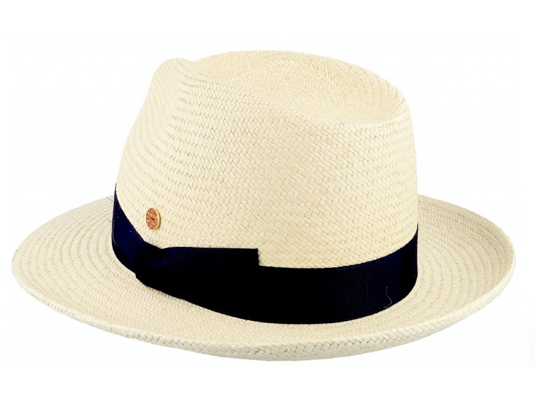 Exkluzivní panamský klobouk - Fedora s černou stuhou - ručně pletený, UV faktor 80 - Mayser Torino